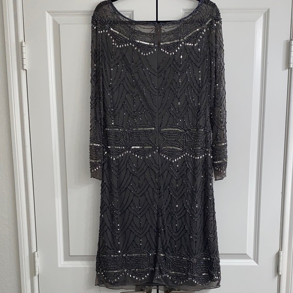 Pisarro Nights Charcoal Sequin Long Sleeve Dress - Picture 7 of 8